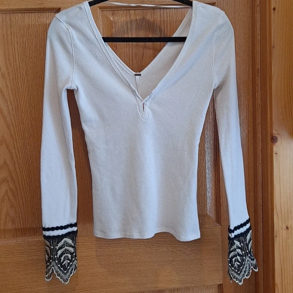 Free People We The Free Last Dance Thermal Top- Off White